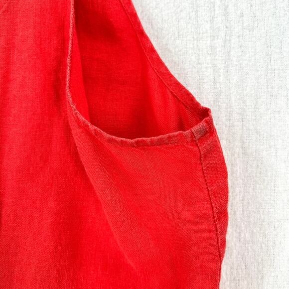 FLAX Linen Dress Womens Medium Orange Sleeveless Shift Scoop Neck Lagenlook - Picture 11 of 16